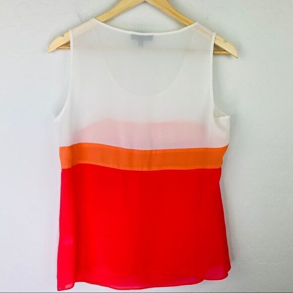 Spense semi-sheer white red and orange color-block tank medium - Picture 3 of 6